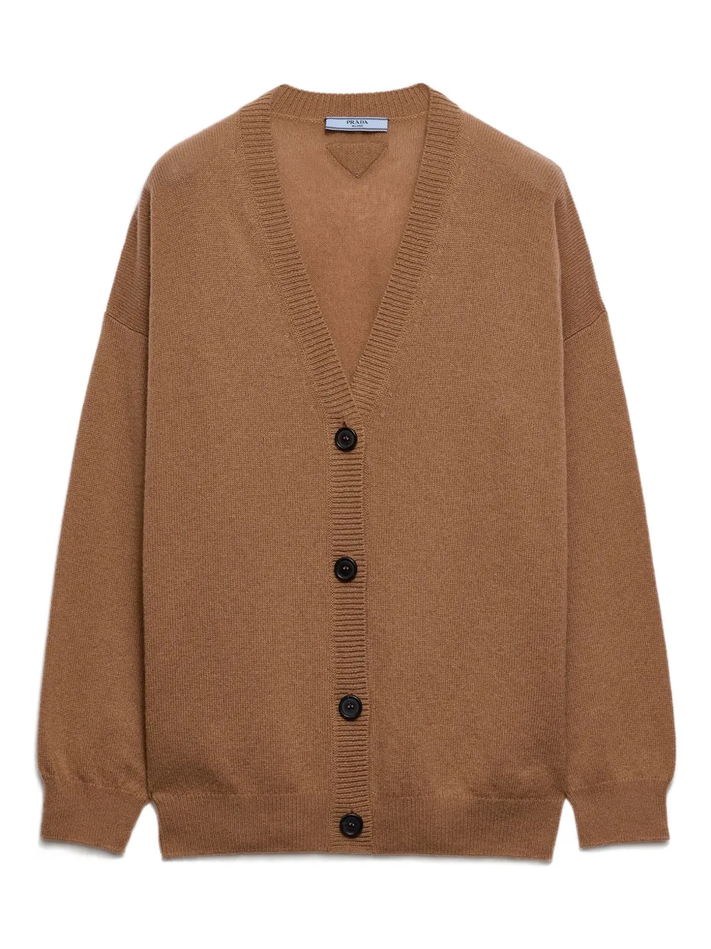 

Кашемировый кардиган в рубчик Prada, коричневый