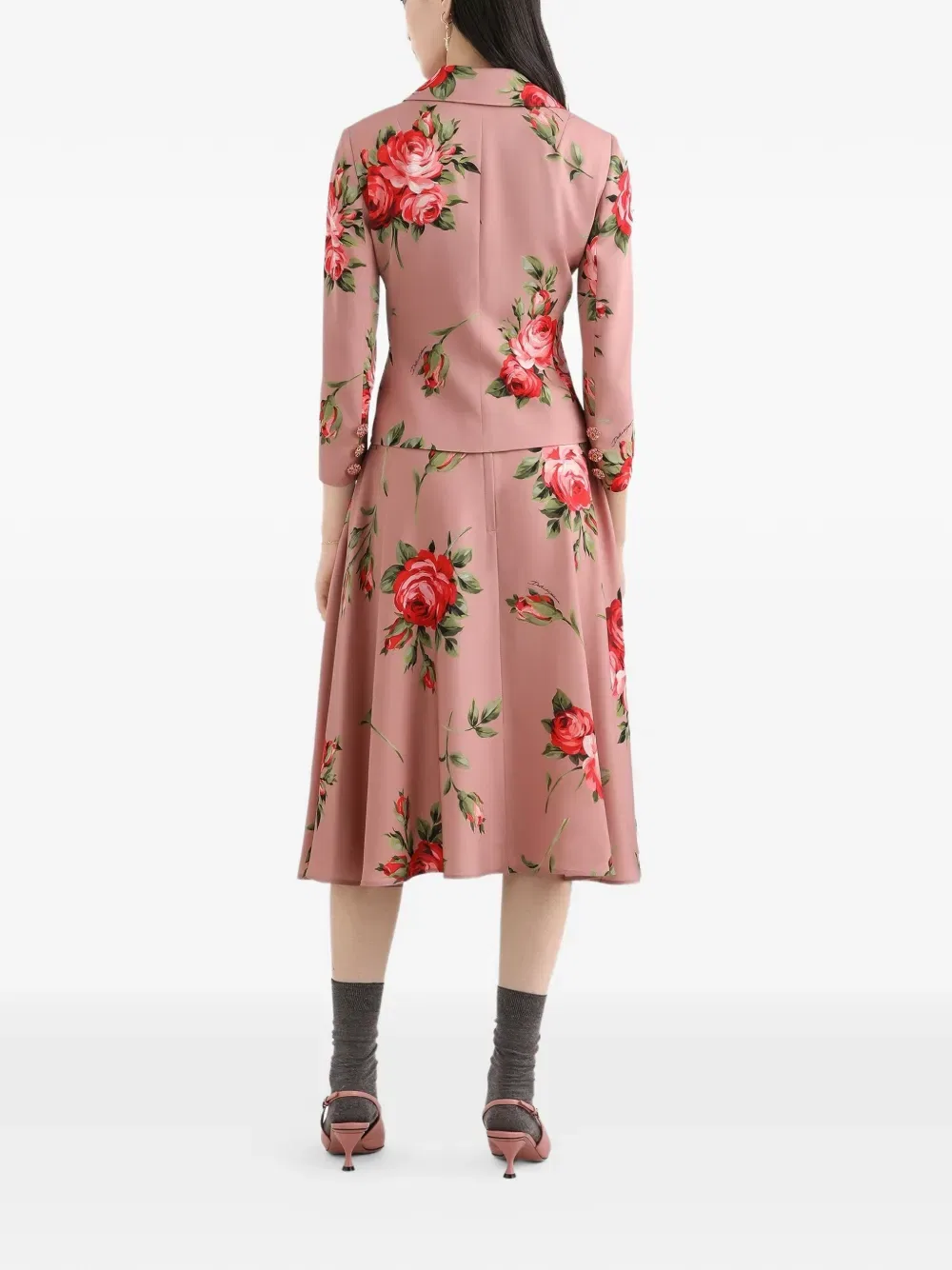 Жакет с цветочным принтом и пуговицами Dolce & Gabbana, розовый — фото 3