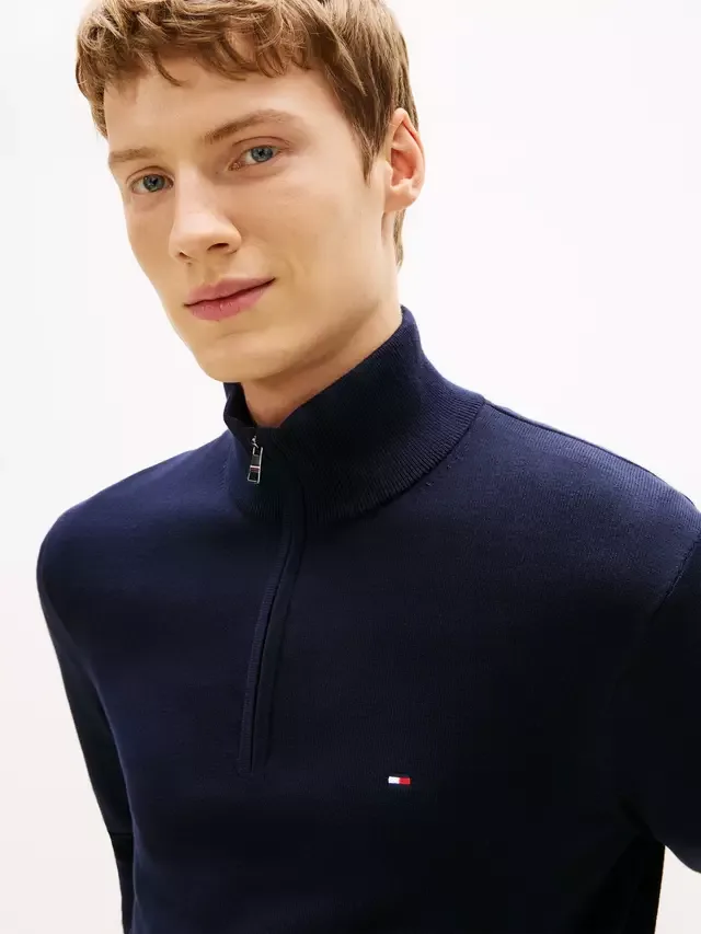 Хлопковая толстовка на молнии, темно-синяя Tommy Hilfiger — фото 4