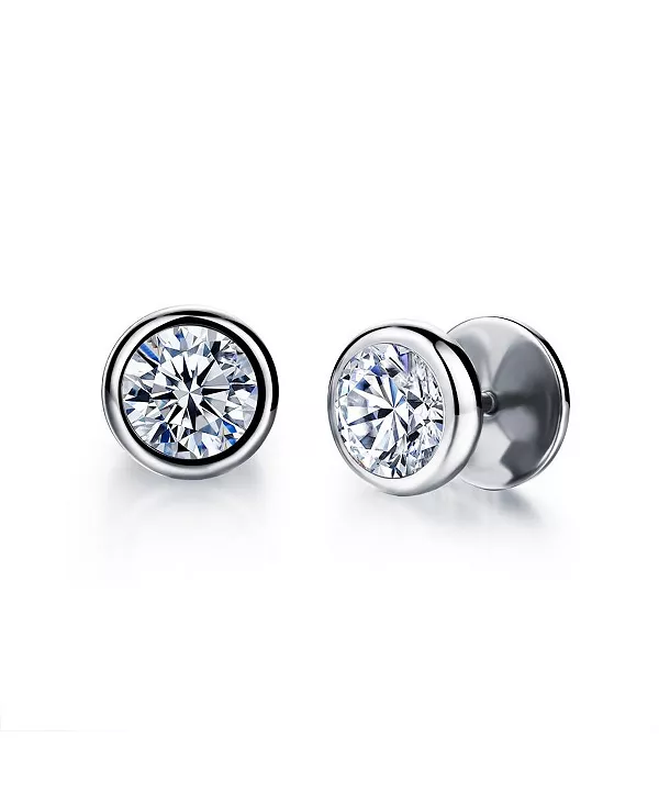 

Серьги-Гвоздики с фианитами из нержавеющей стали в оправе Metallo, silver