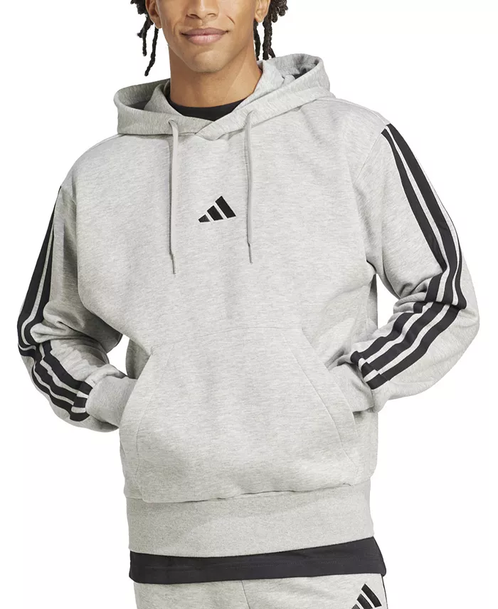 

Мужская базовая толстовка с подкладкой из флиса и тремя полосками adidas, серый