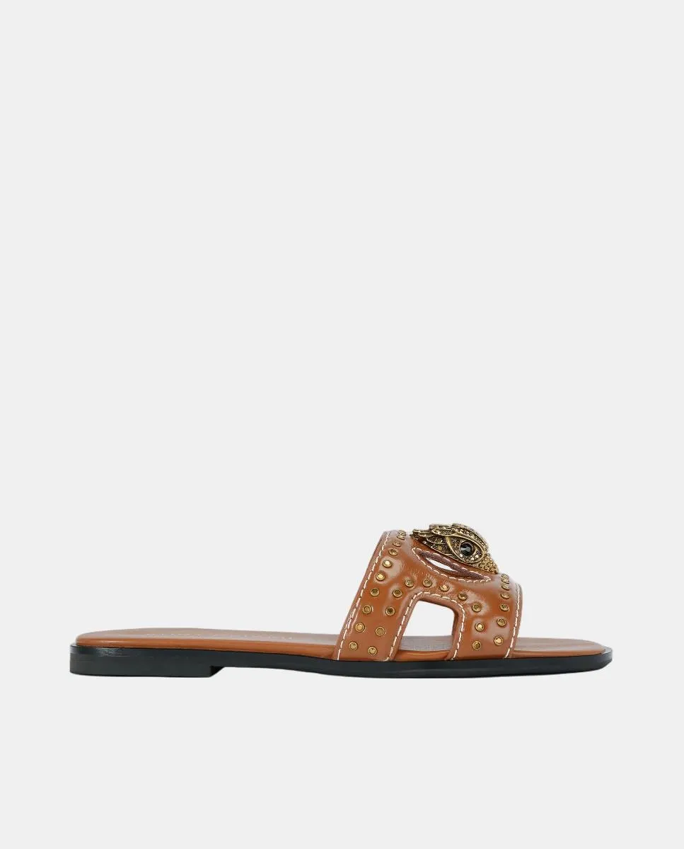 Женские кожаные сандалии Eagle Stud с заклепками Kurt Geiger, светло-коричневый