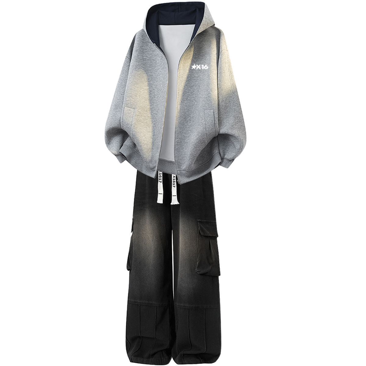 

Повседневный худи Unisex Casual Sportswear X1617, heather серый top+черный pants