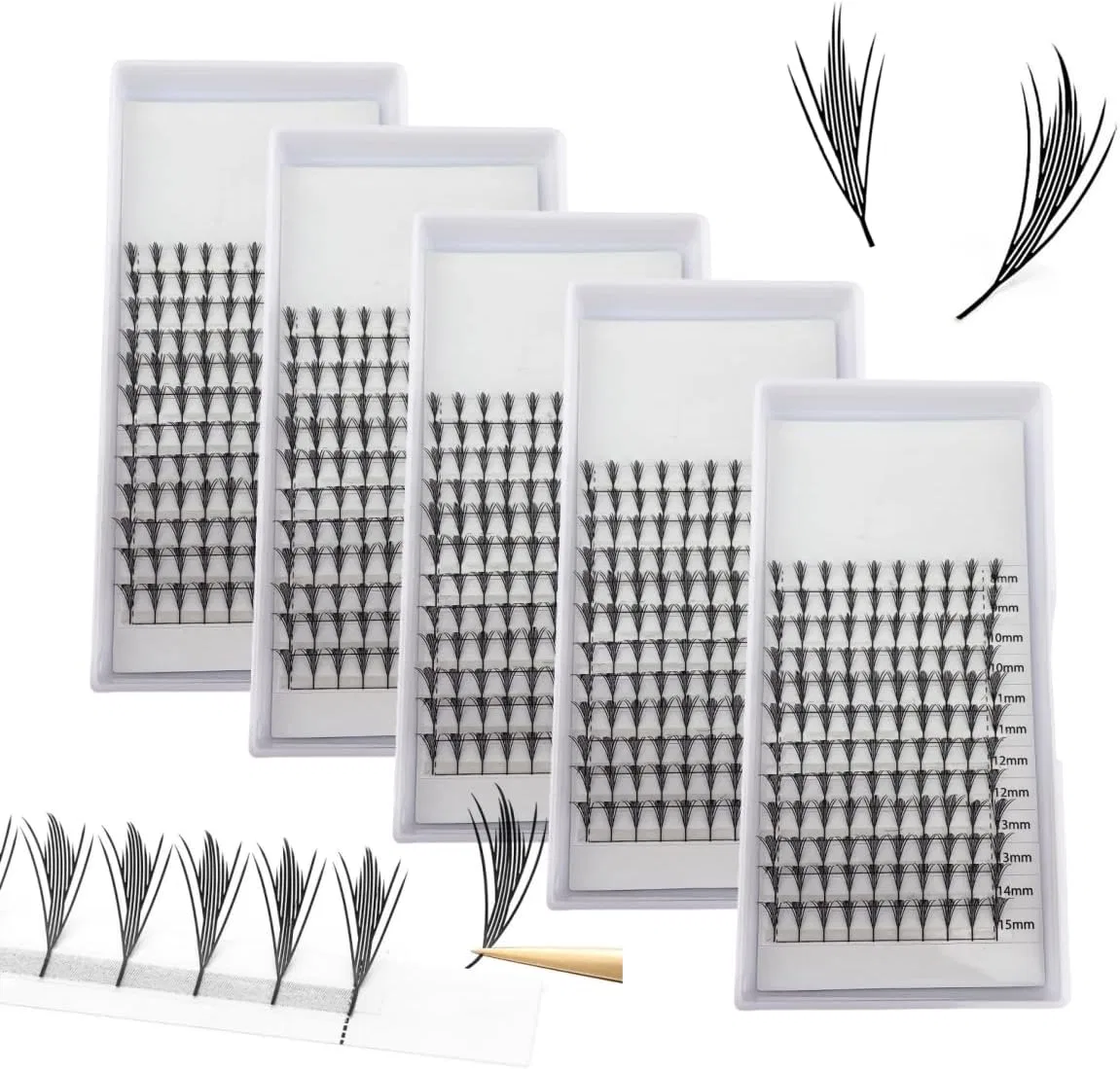 Ресницы накладные с башенками Feather ME.LASH 5 шт D-0.07 мм