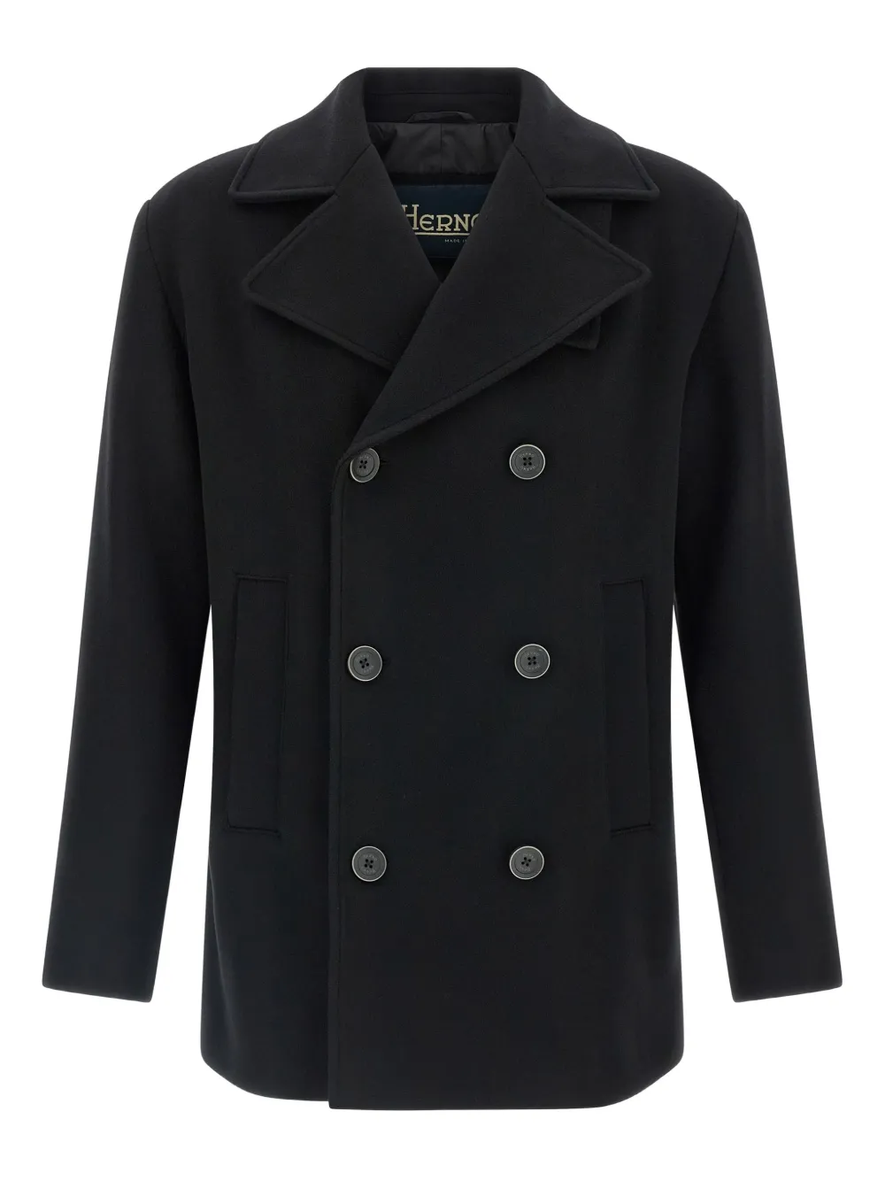 

Двубортное пальто с высоким воротником Herno, черный