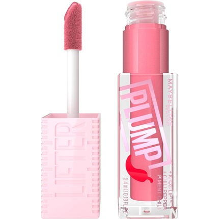 

Блеск для губ Maybelline New York Lifter Plump Lip Gloss Lasting Plump с подогревом с гиалуроновой кислотой и перцем чили XL Wand Vegan Formula Shade 001 Blush Blaze