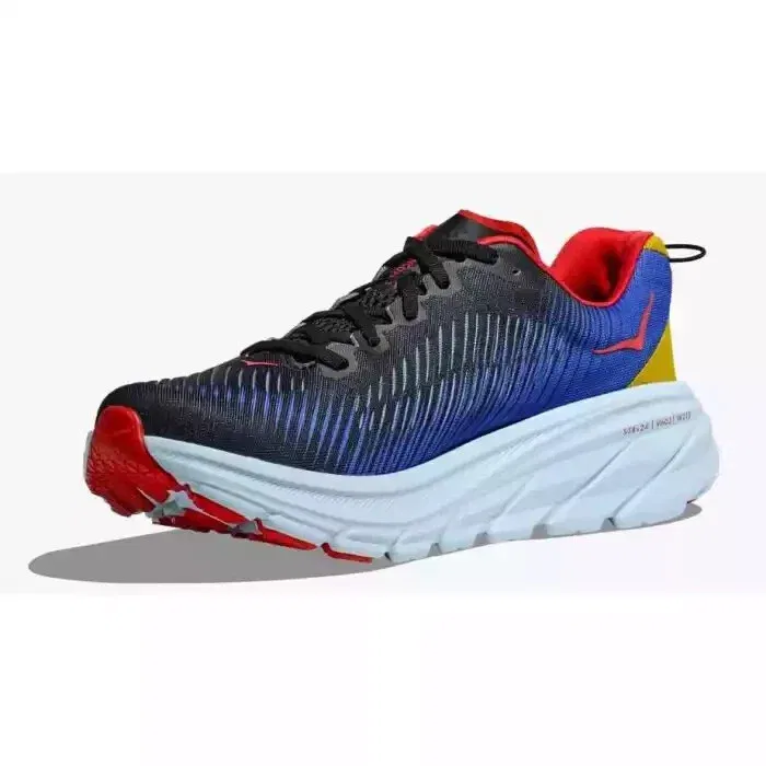 Кроссовки Hoka One One Rincon 3 1119395-BDGB, черные с ослепительно-синим рисунком — фото 2