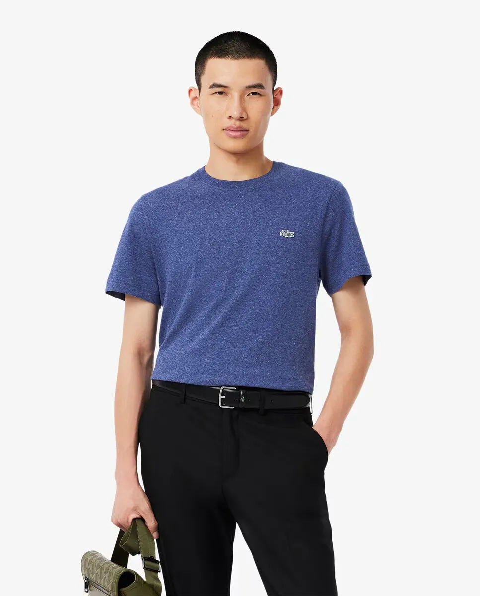 

Мужская футболка из плотного трикотажа, прямого кроя, с короткими рукавами Lacoste, темно-синий