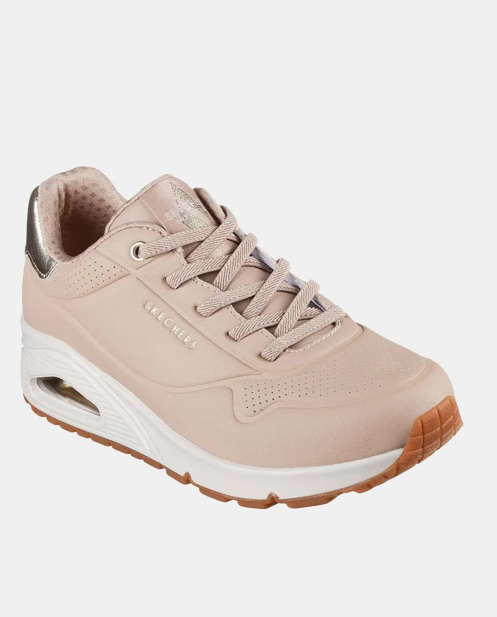 Женские спортивные туфли из кожи с воздушной камерой Skechers, бежевый — фото 2
