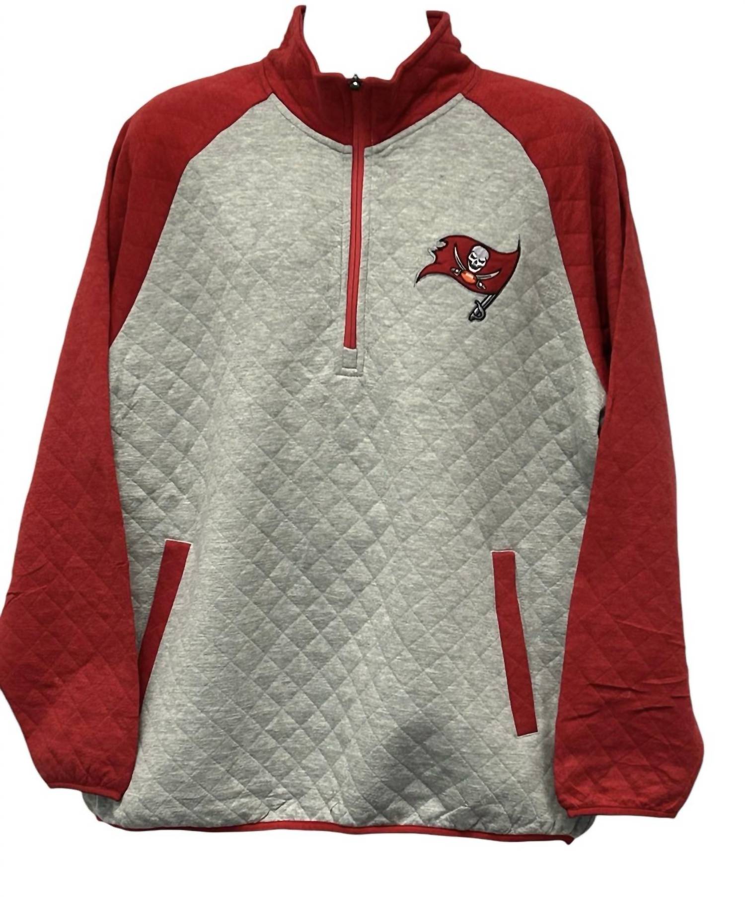 

Мужской свитер Tampa Bay Buccaneers с застежкой-молнией 1/4 серого цвета NFL Apparel