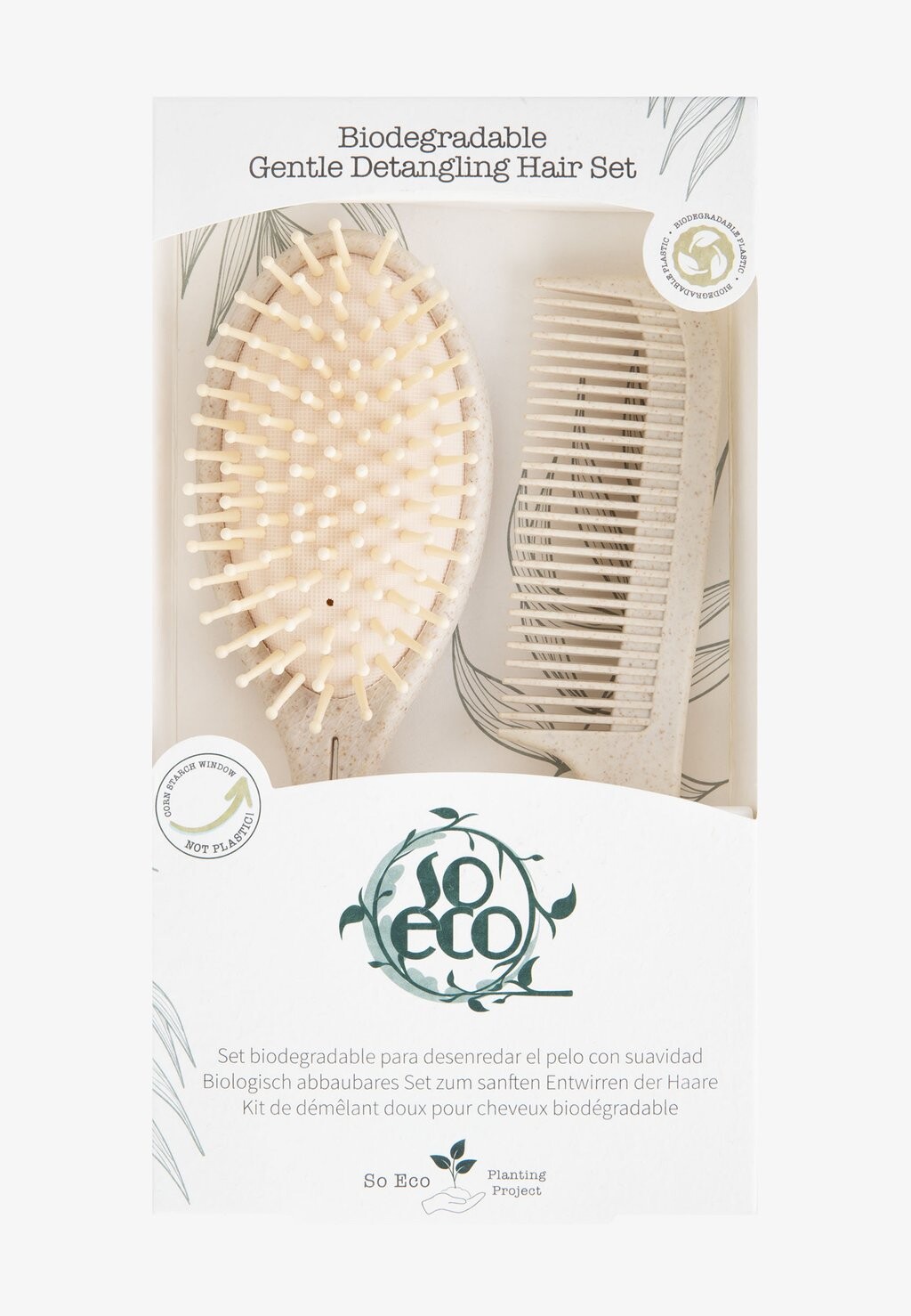 

Набор для волос So Eco Biodegradable Gentle Retangling Hair Set So Eco, цвет stone