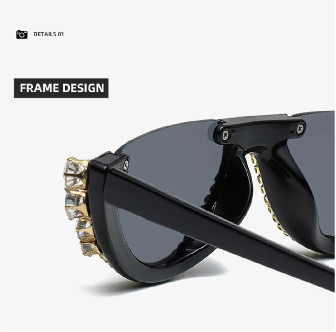 

Женские солнцезащитные очки «кошачий глаз» в модной полуободковой оправе с защитой от УФ-излучения UV400, украшенные роскошными стразами VRTRFFTR, Clear-pink