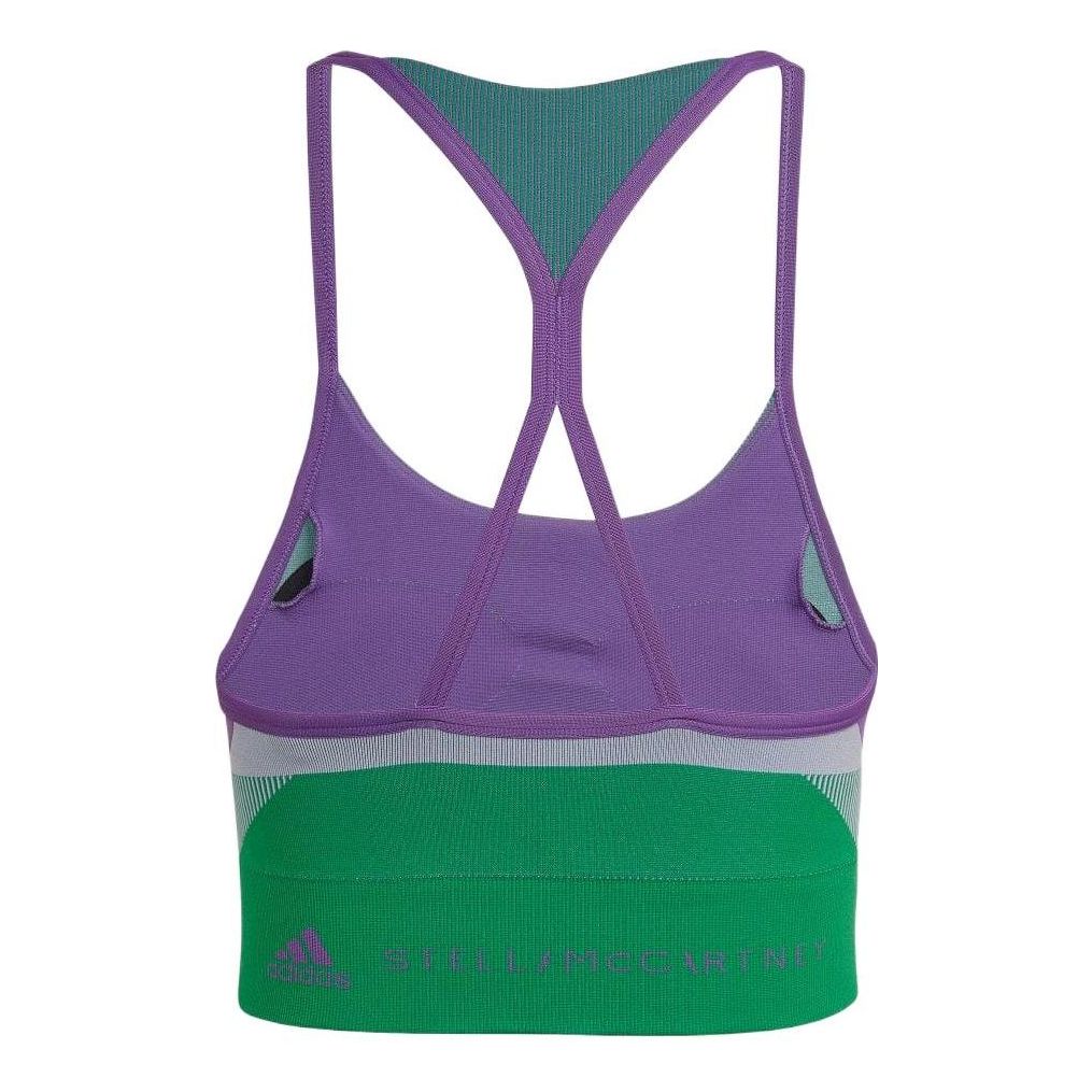 (WMNS) Бюстгальтер для йоги Adidas by Stella McCartney TrueStrength Yoga Knit Light-Support Bra 'Purple Green' — фото 2