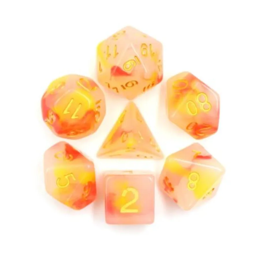 

Набор Poly — Sunrise Jade с золотом (7), Dice Sets - Resin/Acrylic - Red, Orange, Yellow, & Pink (Foam Brain Games)