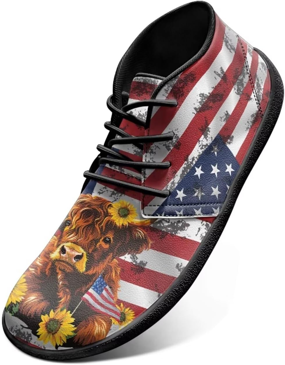 

Мужские кроссовки Flag Design Barefoot с нулевым перепадом высоты подошвы- идеально подходят для бега, спорта и повседневной носки Watdotory, Cow Sunflower American Flag