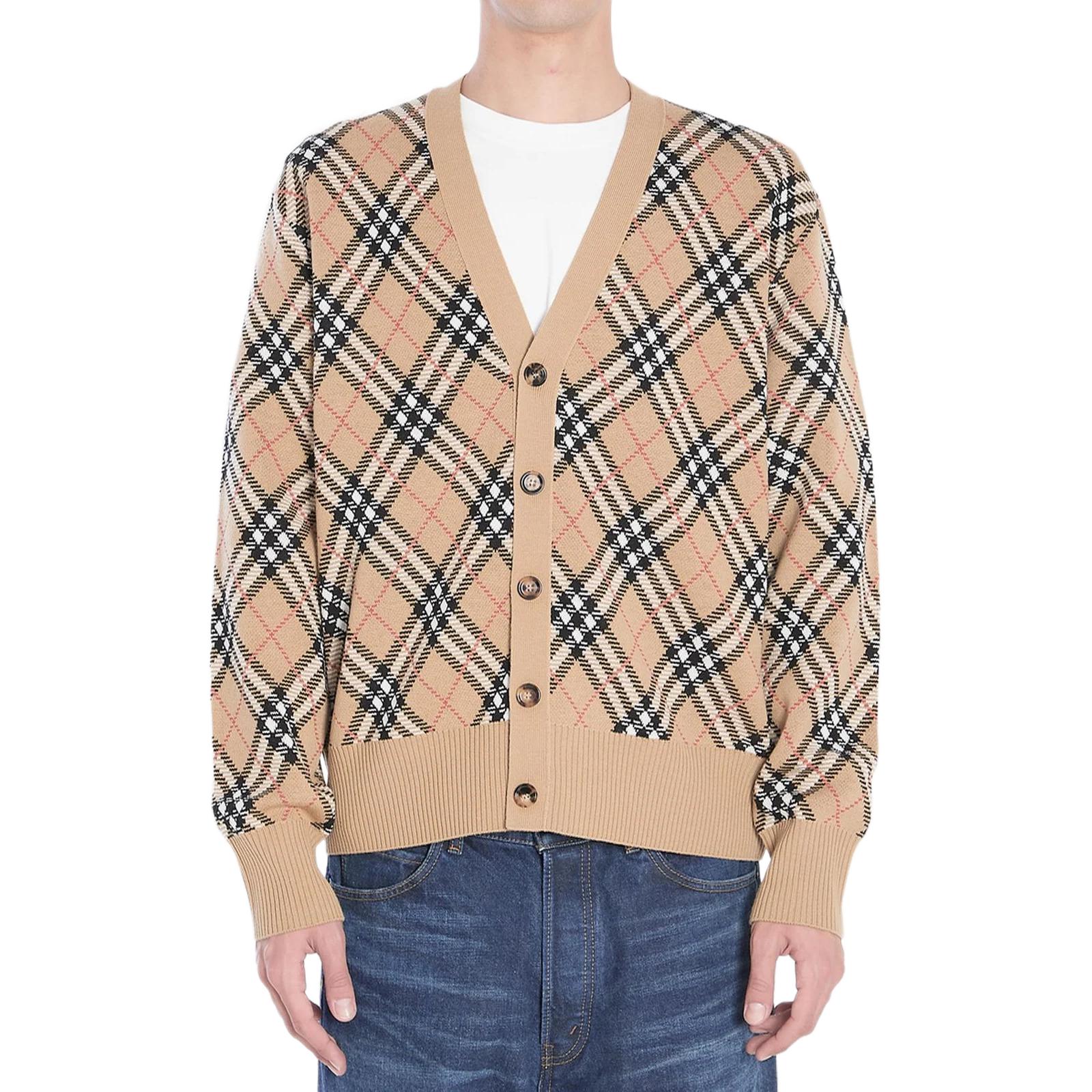 Кардиган Burberry с V-образным вырезом и пуговицами, коричневый — фото 4