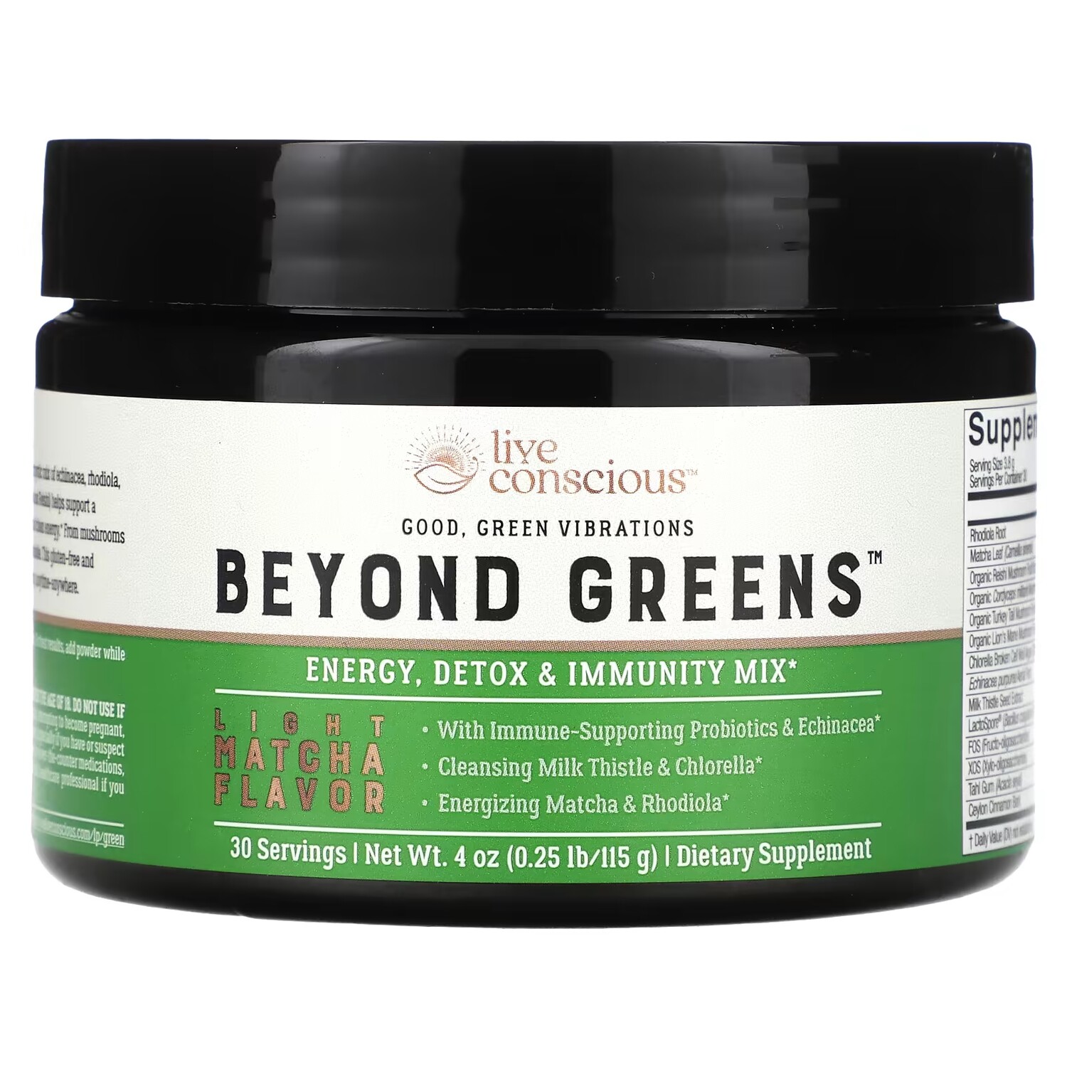 

Добавка Live Conscious Beyond Greens Energy Detox & Immunity Mix Light Matcha, 115 г