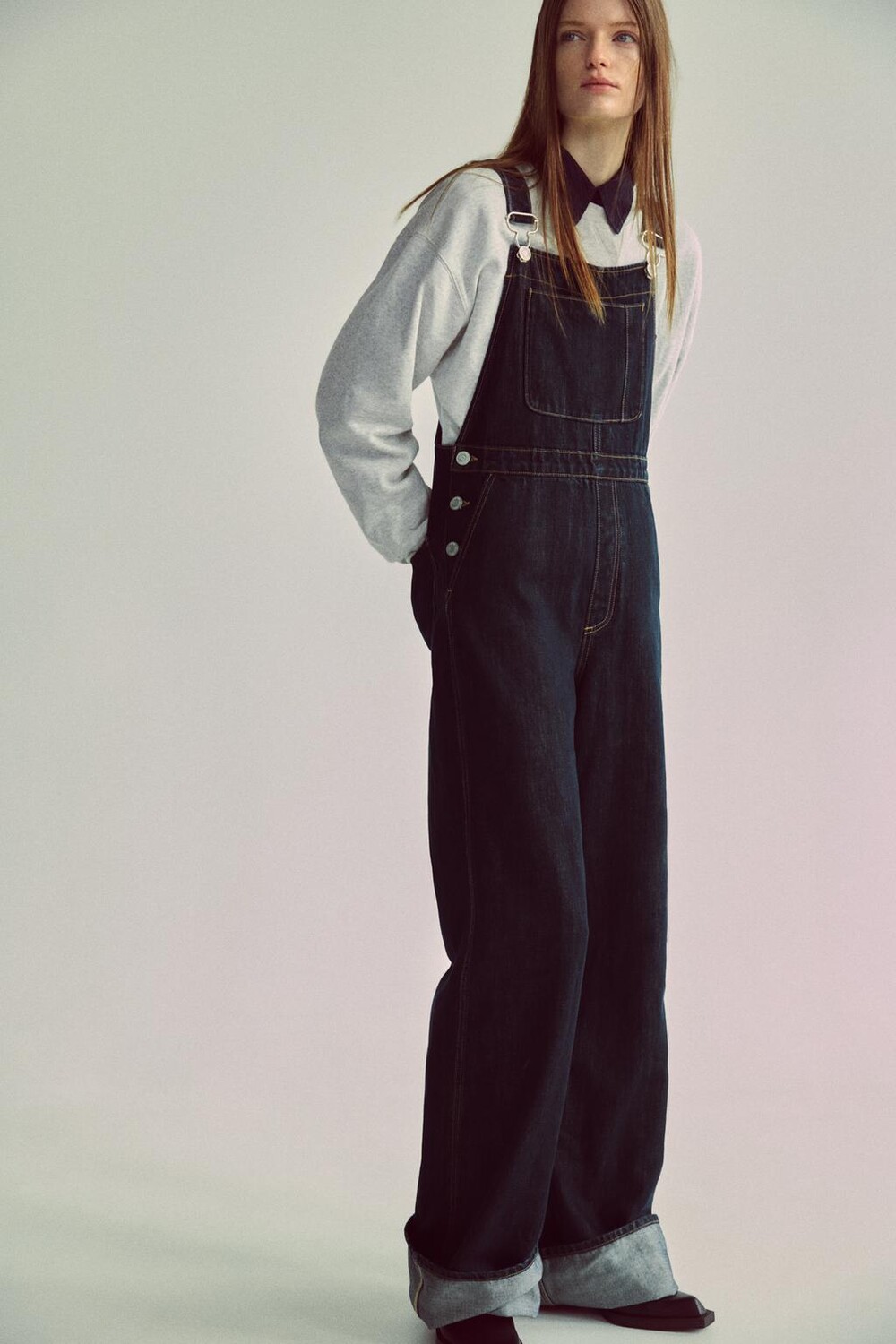 

Длинные джинсовые комбинезоны trf ZARA, темный индиго