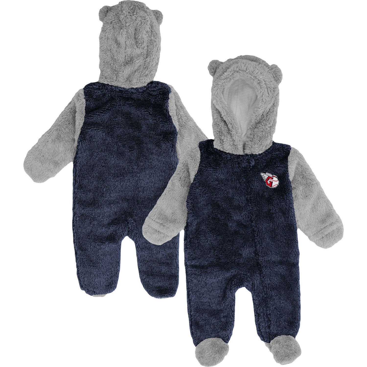 

Для новорожденных и младенцев темно-синий/серый Cleveland Guardians Game Nap Teddy Fleece Bunting с молнией во всю длину Outerstuff