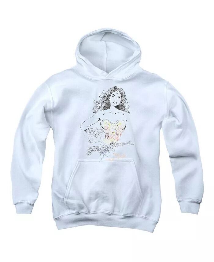 

Boys of America Youth Dco Wonder Woman Squiggles Pull Over Hoodie / Толстовка с капюшоном Justice League, белый