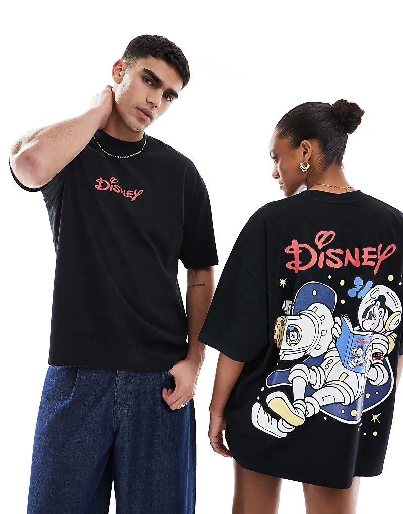 

Футболка унисекс оверсайз от ASOS DESIGN Disney с принтами Goofy черного цвета