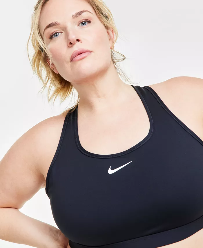 Женский спортивный бюстгальтер с мягкой подкладкой Swoosh Nike, черный — фото 2