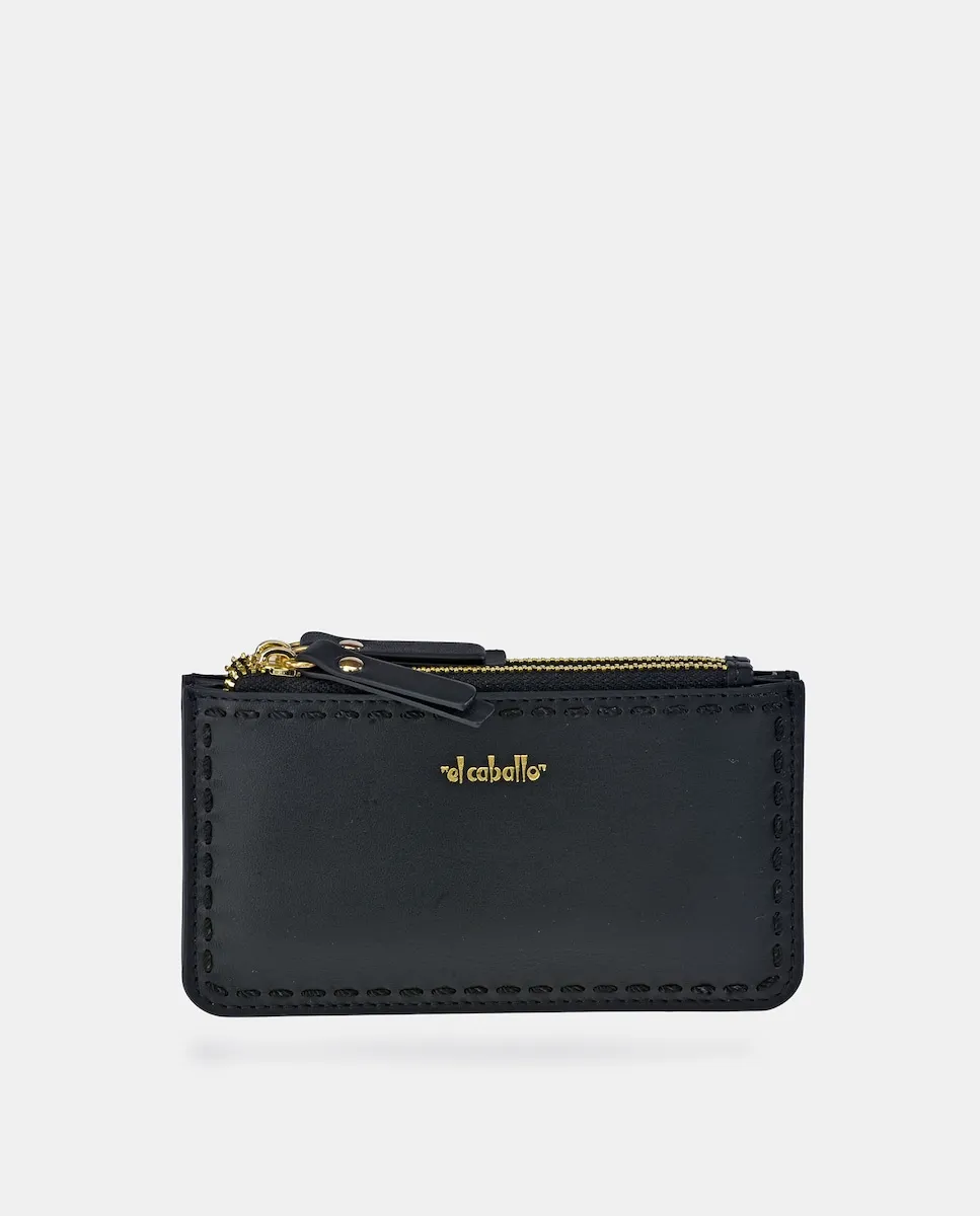 

Маленький кошелек с застежкой-молнией, изготовленный из кожи наппа El Caballo, черный