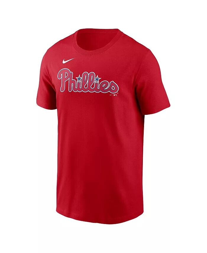 Мужская красная футболка Philadelphia Phillies Fuse Wordmark Nike, красный — фото 2