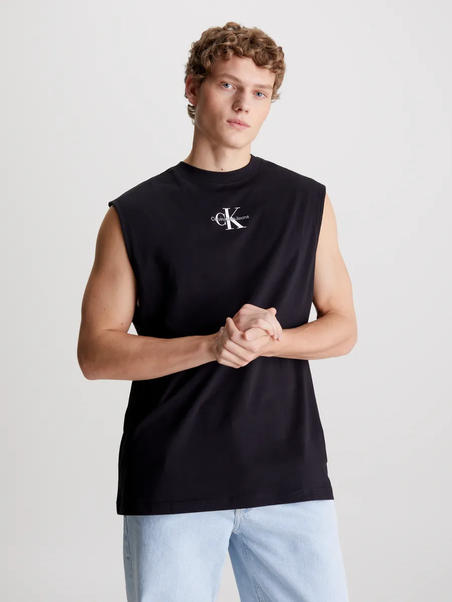 

Футболка Calvin Klein Jeans "MONOLOGO SLEEVELESS TEE" с принтом логотипа, черный