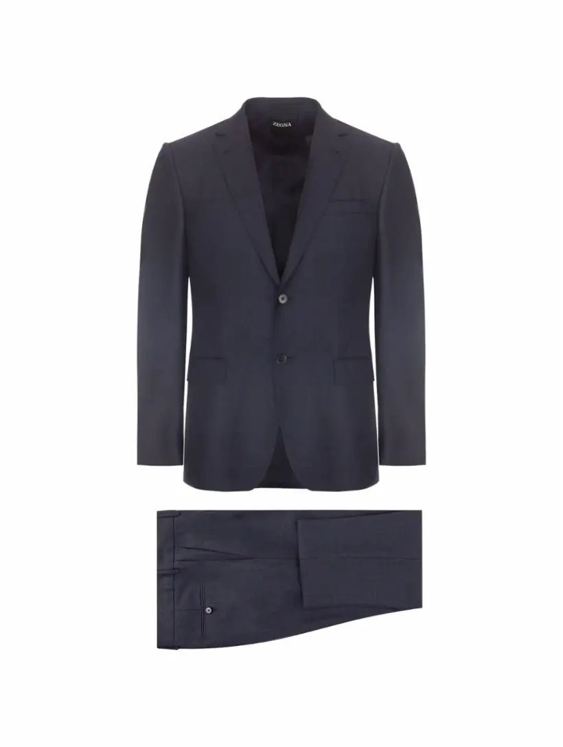 

Шерстяной костюм с микроузором Zegna, тёмно-синий