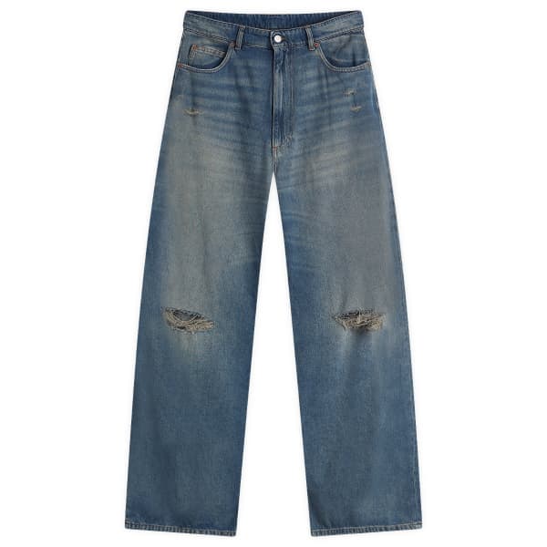 

Широкие синие джинсы с эффектом потертости Mm6 Maison Margiela, синий