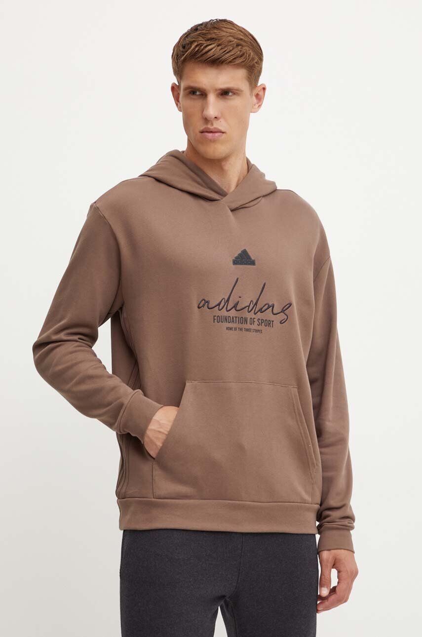 

Хлопковая толстовка adidas Brand Love, коричневый