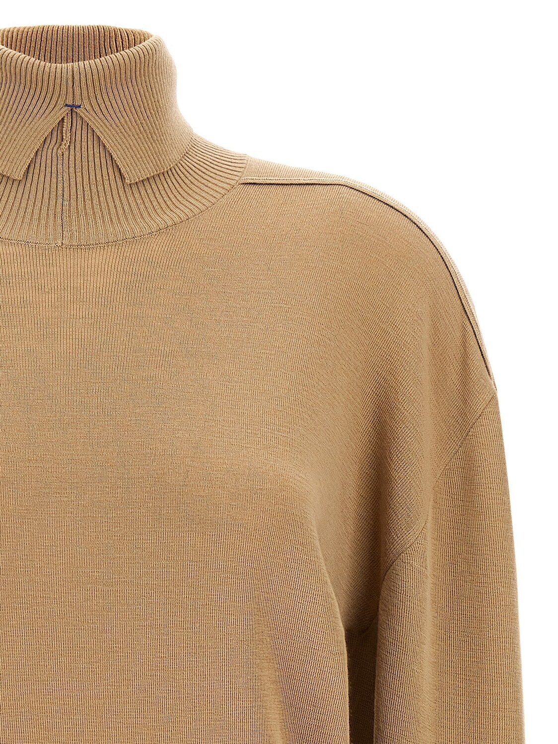 Свитер Burberry, мужской, бежевый, воротник-гольф, интарсия, длинные рукава — фото 3