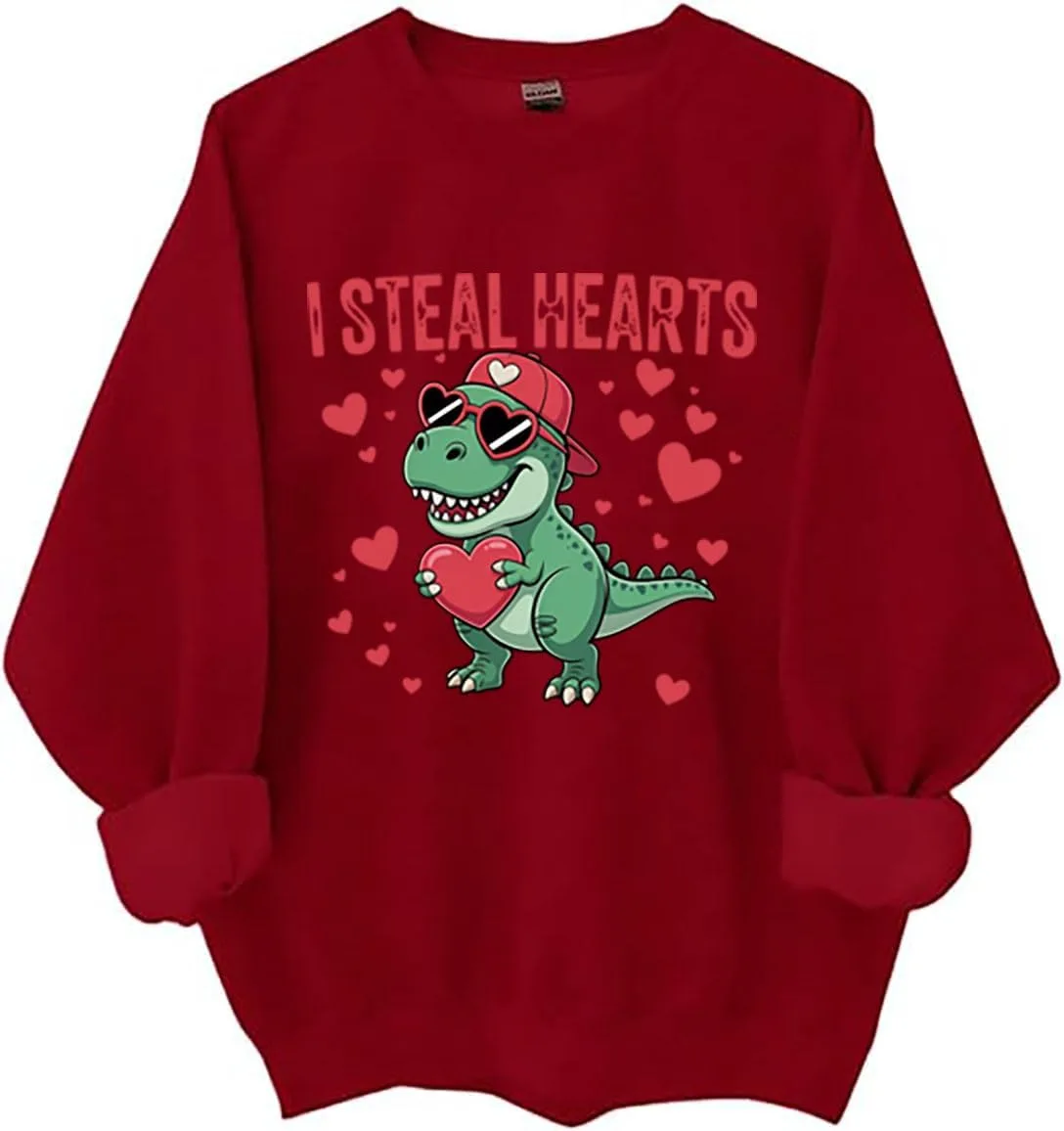 

Толстовка I Steal Hearts с динозавром, Valentine's Day LNDOCAI