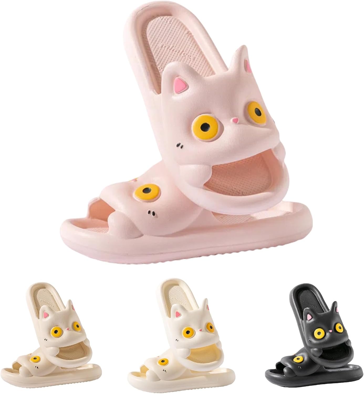 

Тапочки с котиком, мягкая подошва как облако, для ванной комнаты, для улицы и дома, милые кошачьи шлепанцы, кавайный преппи-стиль для женщин, девушек и мужчин Longsilver, розовый