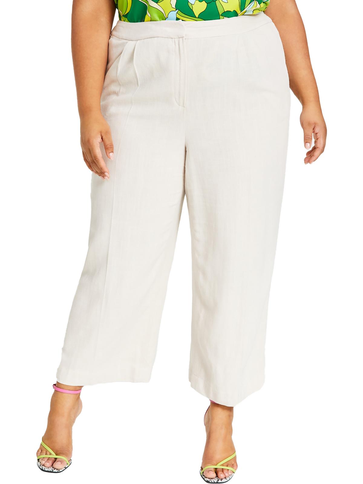 

Женские укороченные брюки из смеси льна Plus Wide Leg Bar III, цвет flax