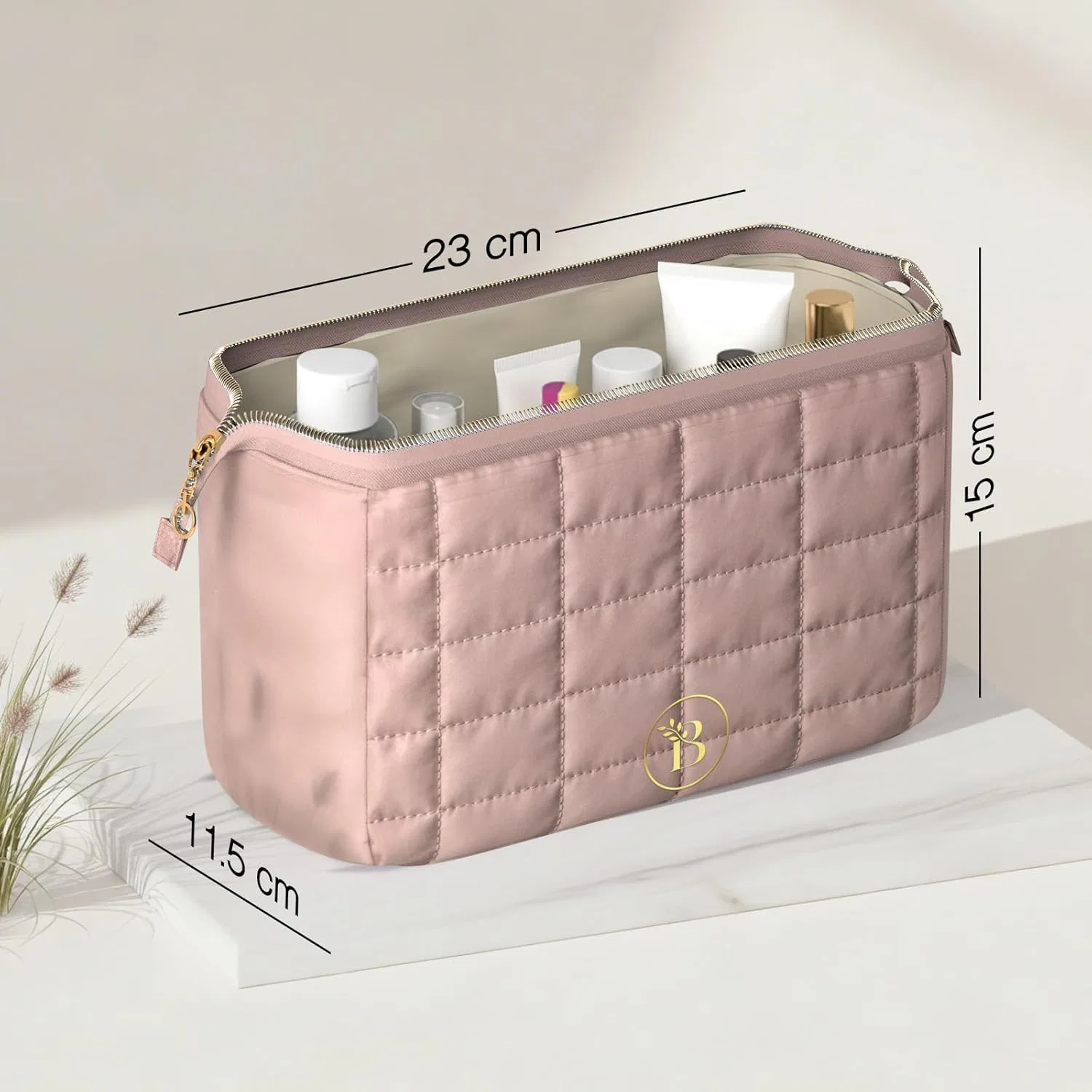 Стеганая косметичка для женщин от Quilted Bloomora, Dunkelrosa — фото 4