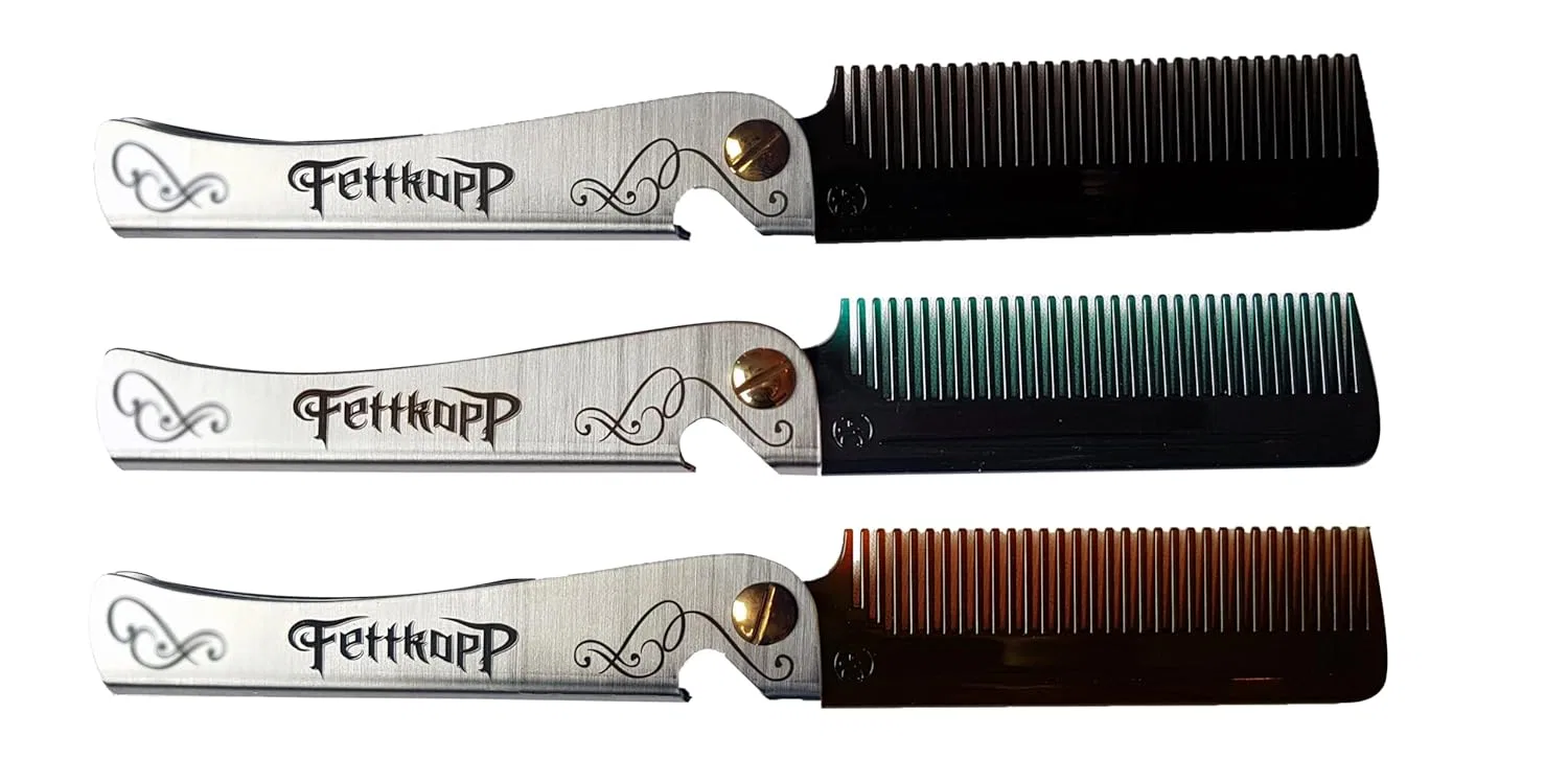 Складная карманная расческа The Man Comb с металлической ручкой, зеленая Fettkopp, Green