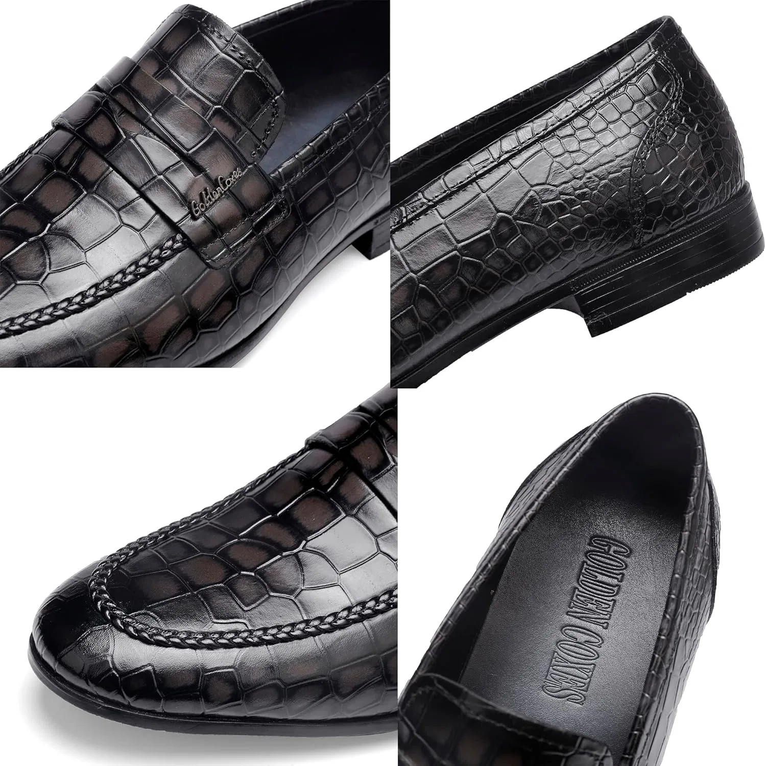 Лоферы с крокодиловым принтом, Classic Leather, серый GOLDEN COXES FAMILY — фото 2
