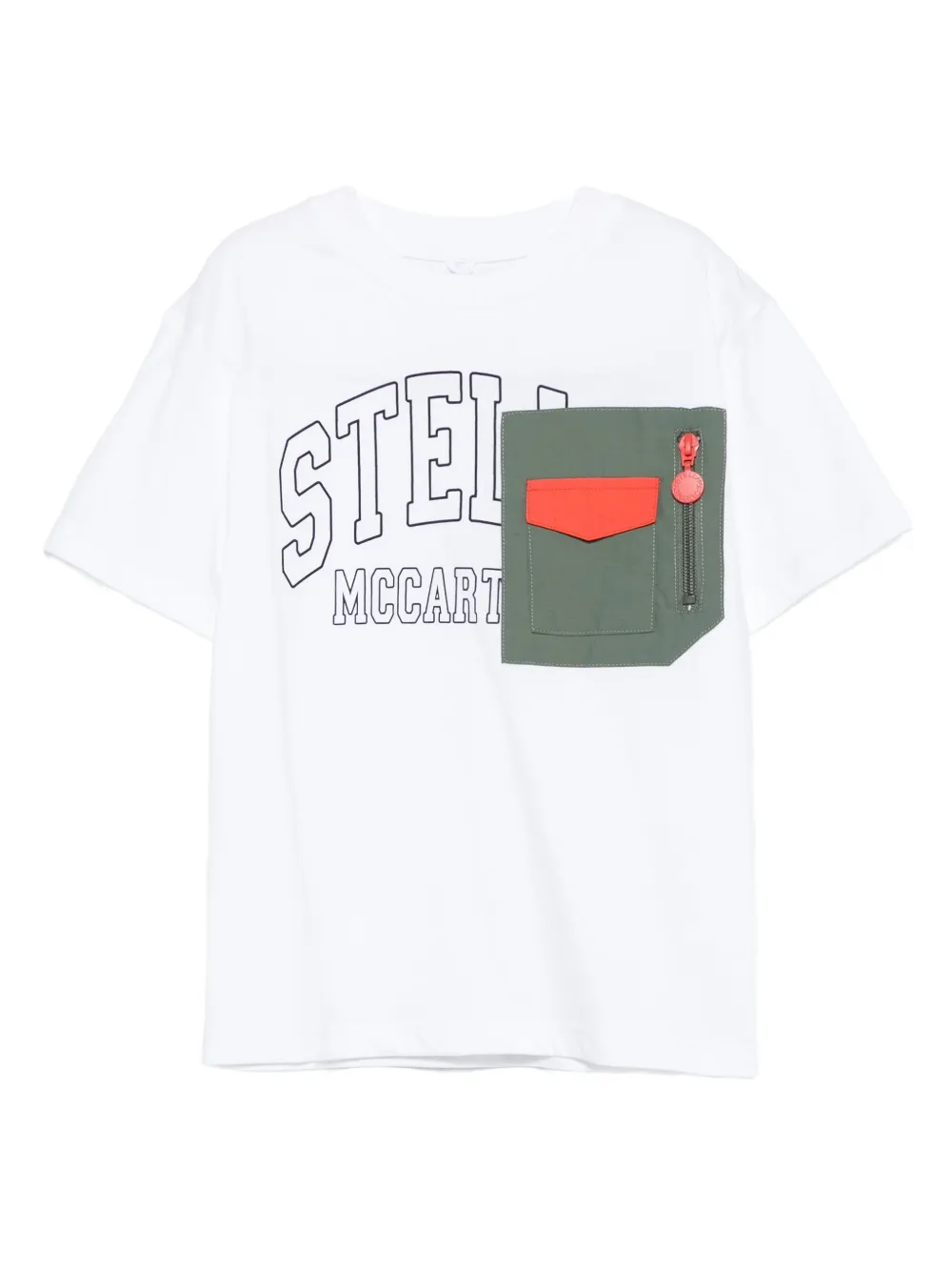 

Футболка с карманом на молнии Stella McCartney Kids, белый