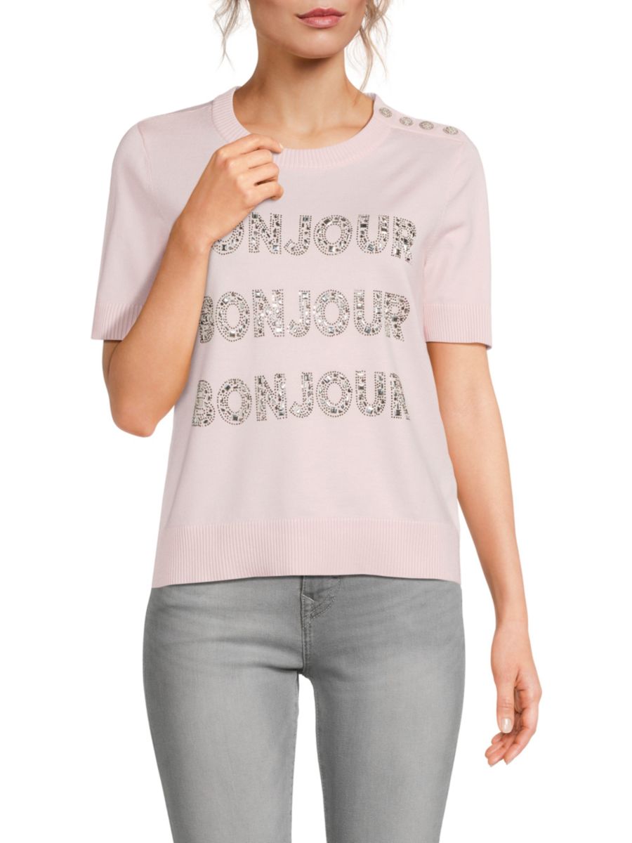 

Футболка-свитер с декором Bonjour Karl Lagerfeld Paris, цвет Parfait Pink