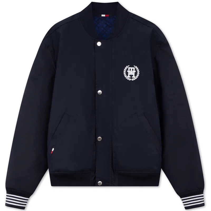 Бомбер с вышитым логотипом Tommy Hilfiger, экрю/Print AEF — фото 4