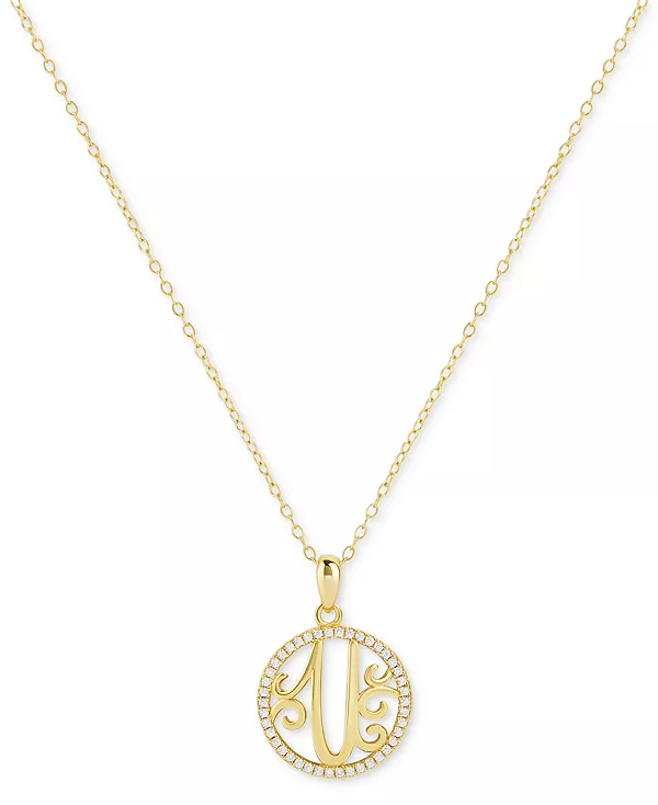 

Ожерелье с подвеской в виде монограммы U из кубических цирконий, 18 дюймов, из 18-каратного золота на основе стерлингового серебра, созданное для Macy's. Giani Bernini, gold