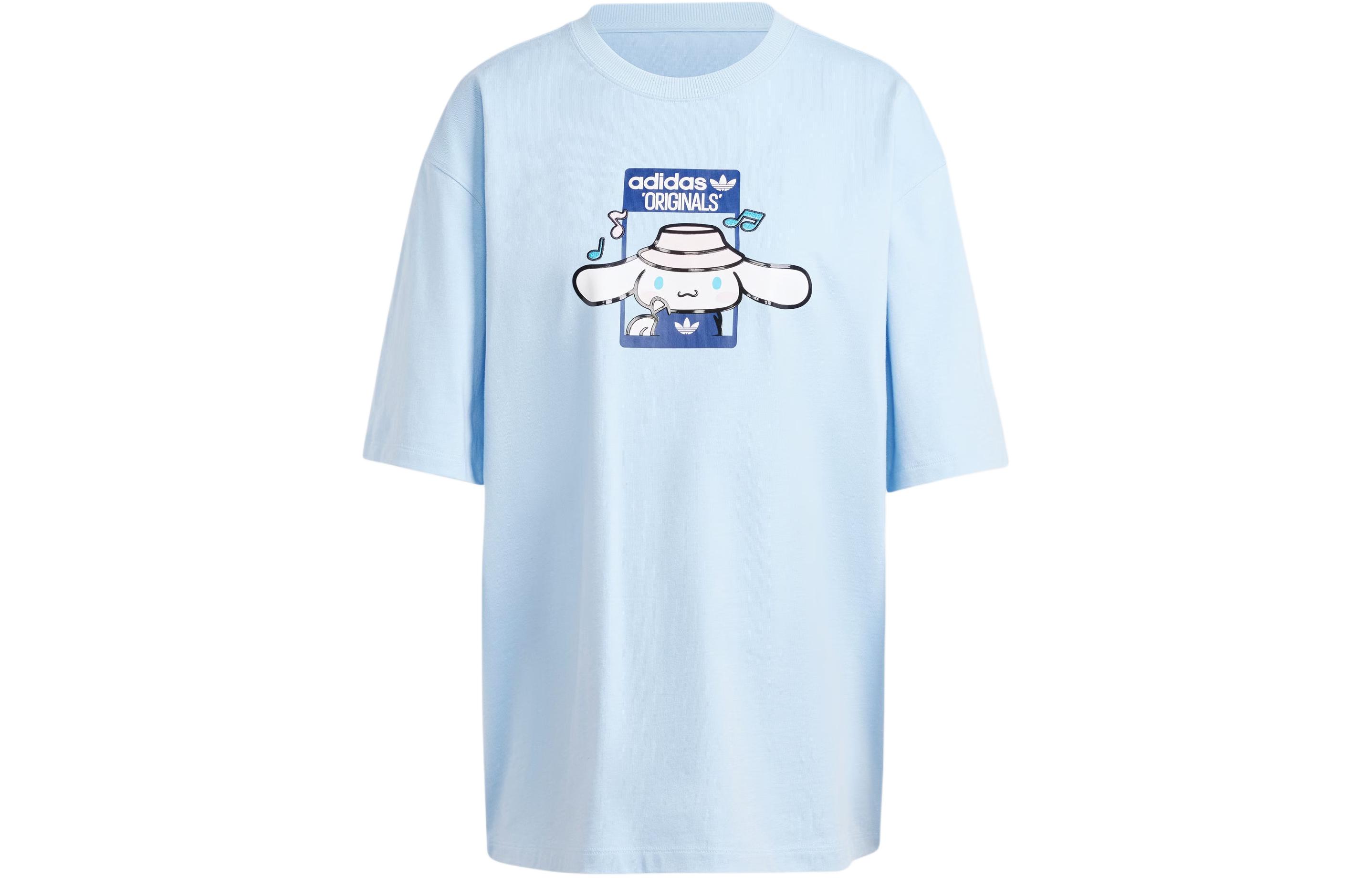 

Adidas Originals X Hello Kitty Футболка оверсайз с принтом Cinnamoroll 'Ясное небо', розово-голубая