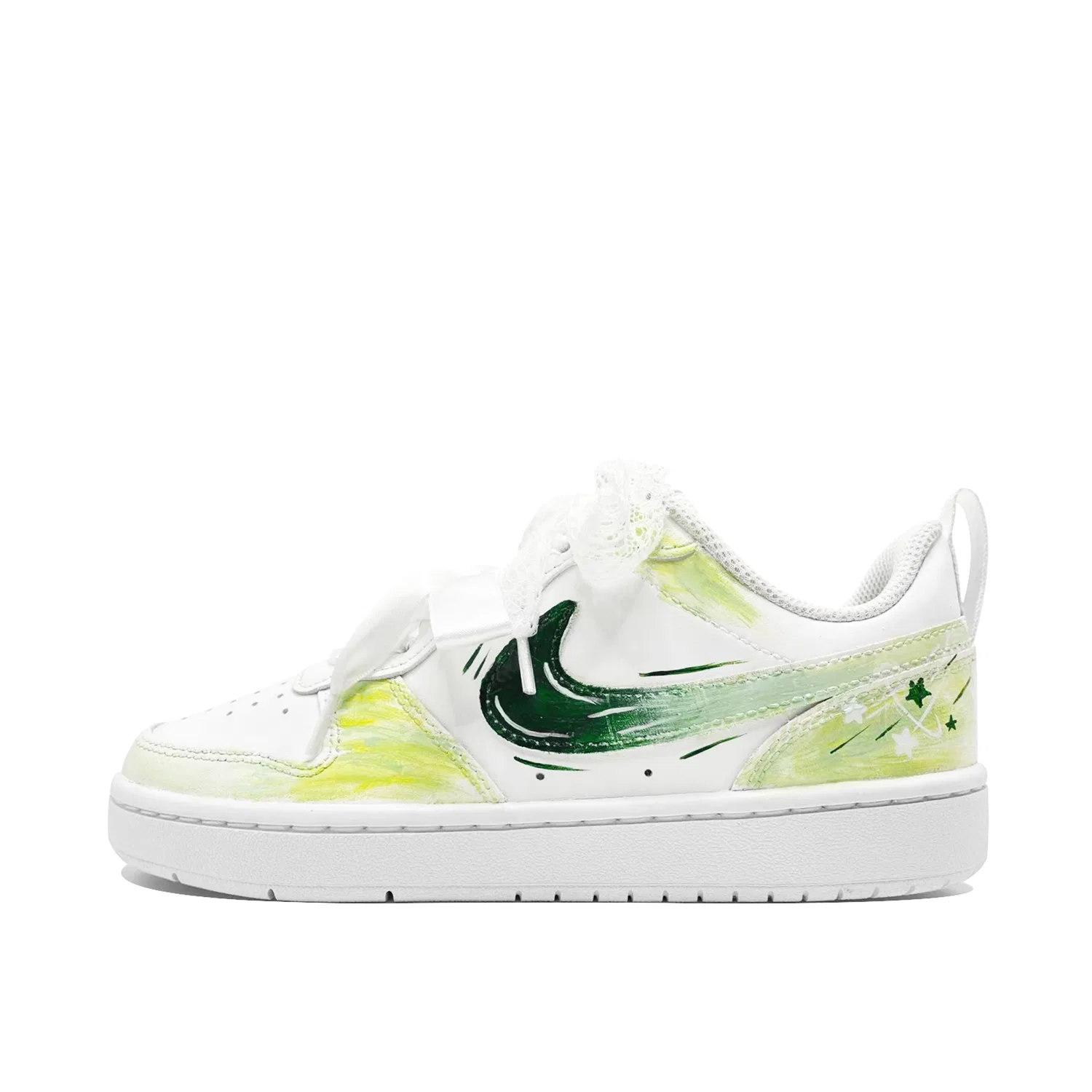 Кроссовки для скейтбординга Nike Court Borough Green Aurora Leather Low Top Teenagers Зеленый Белый