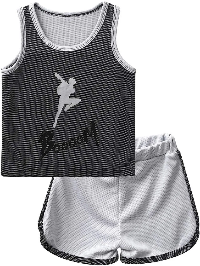 Детский спортивный костюм с логотипом Boooom, Mufeng, топ и шорты, серый