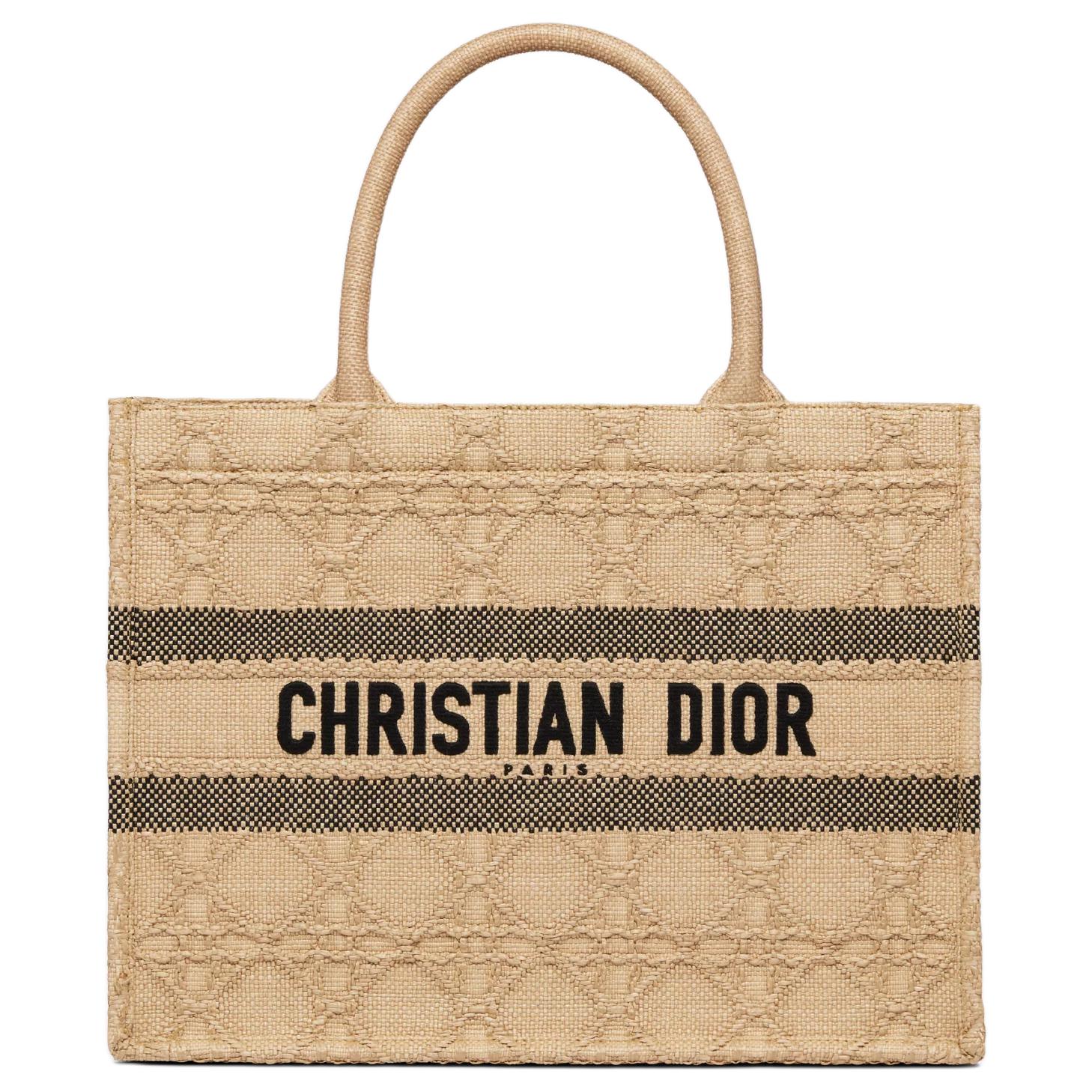 

DIOR Сумка-шоппер BookTote с плетеным узором, женская, золотисто-черная, среднего размера