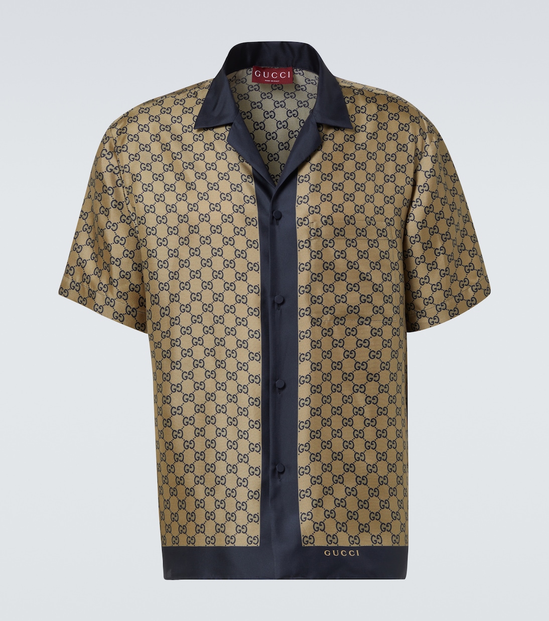 

GG рубашка из шелка с принтом Gucci, Blue/Beige/Mc