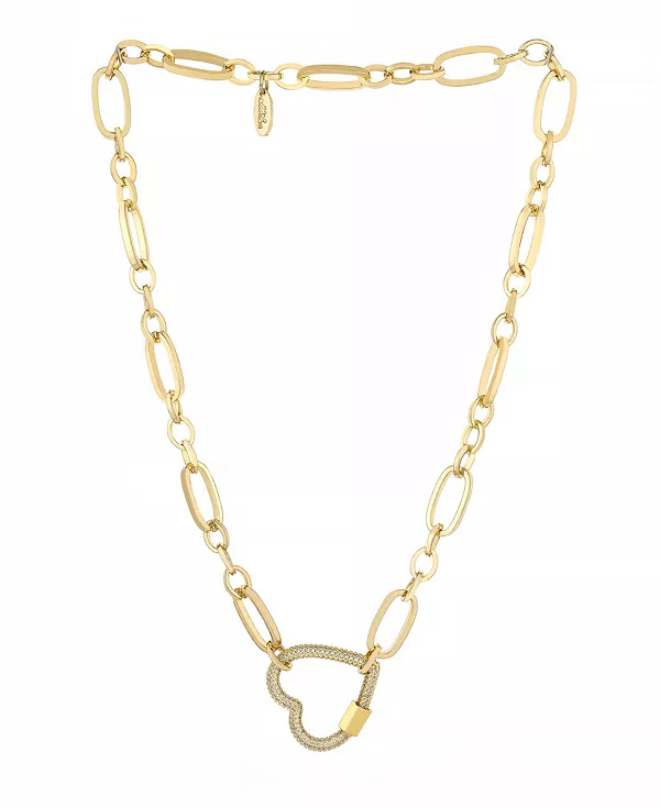 

Ожерелье с открытым замком-сердечком из искусственного кубического циркония Ettika, gold