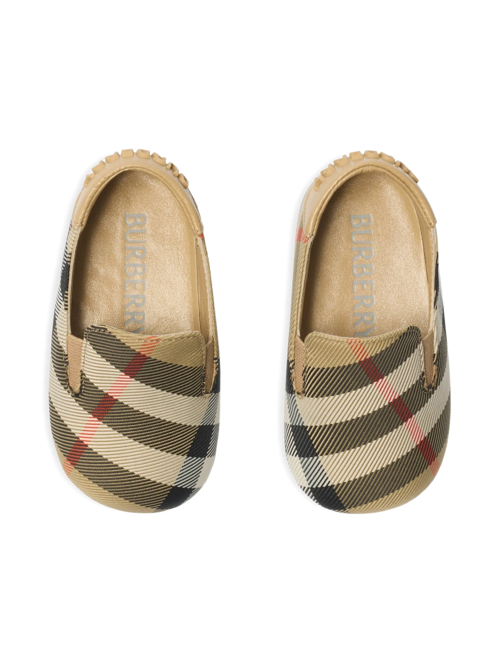 Пинетки в клетку Burberry Kids, нейтральный — фото 3